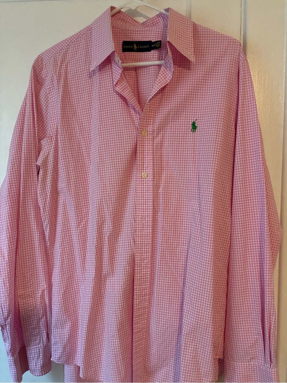 Ralph Lauren Pink Gingham Button-Down Shirt Size M